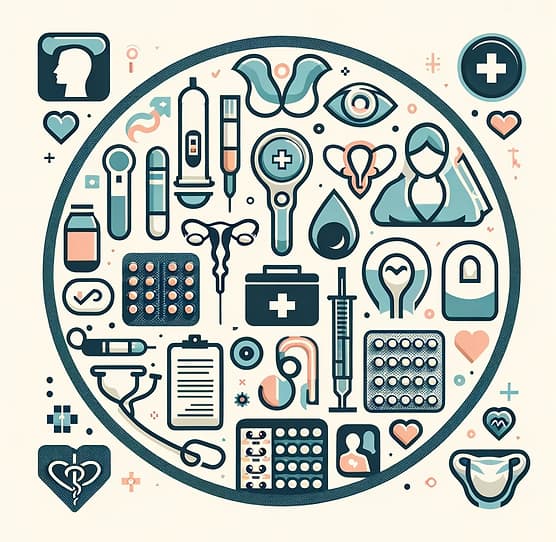 Illustration of reproductive health and gynecology symbols