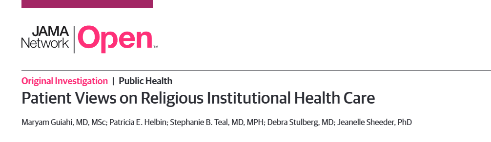 JAMA Network Open study on patient views of religious institutional healthcare