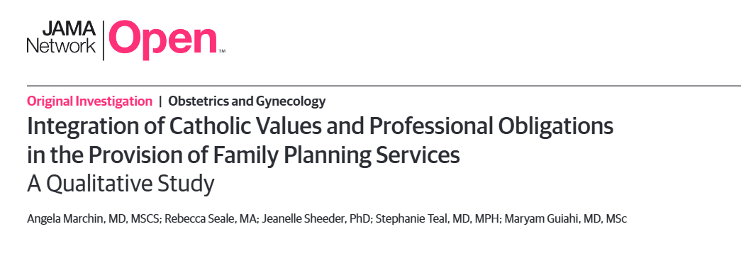 JAMA Network Open study on Catholic values and family planning services